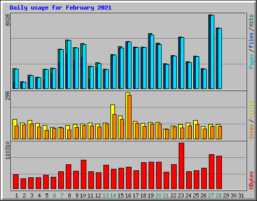 Daily usage for February 2021