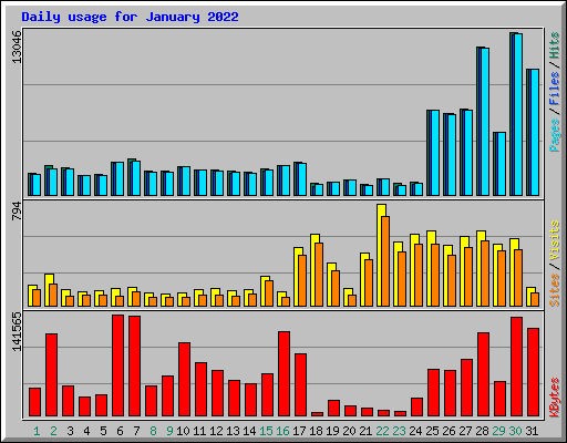 Daily usage for January 2022