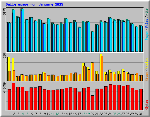 Daily usage for January 2025