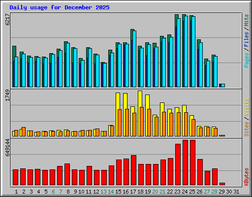 Daily usage for December 2025